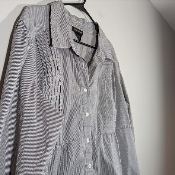 Lane Bryant Women Plus Size 22/24 Shirt Black Stripes Button Down Casual… - Picture 3 of 5